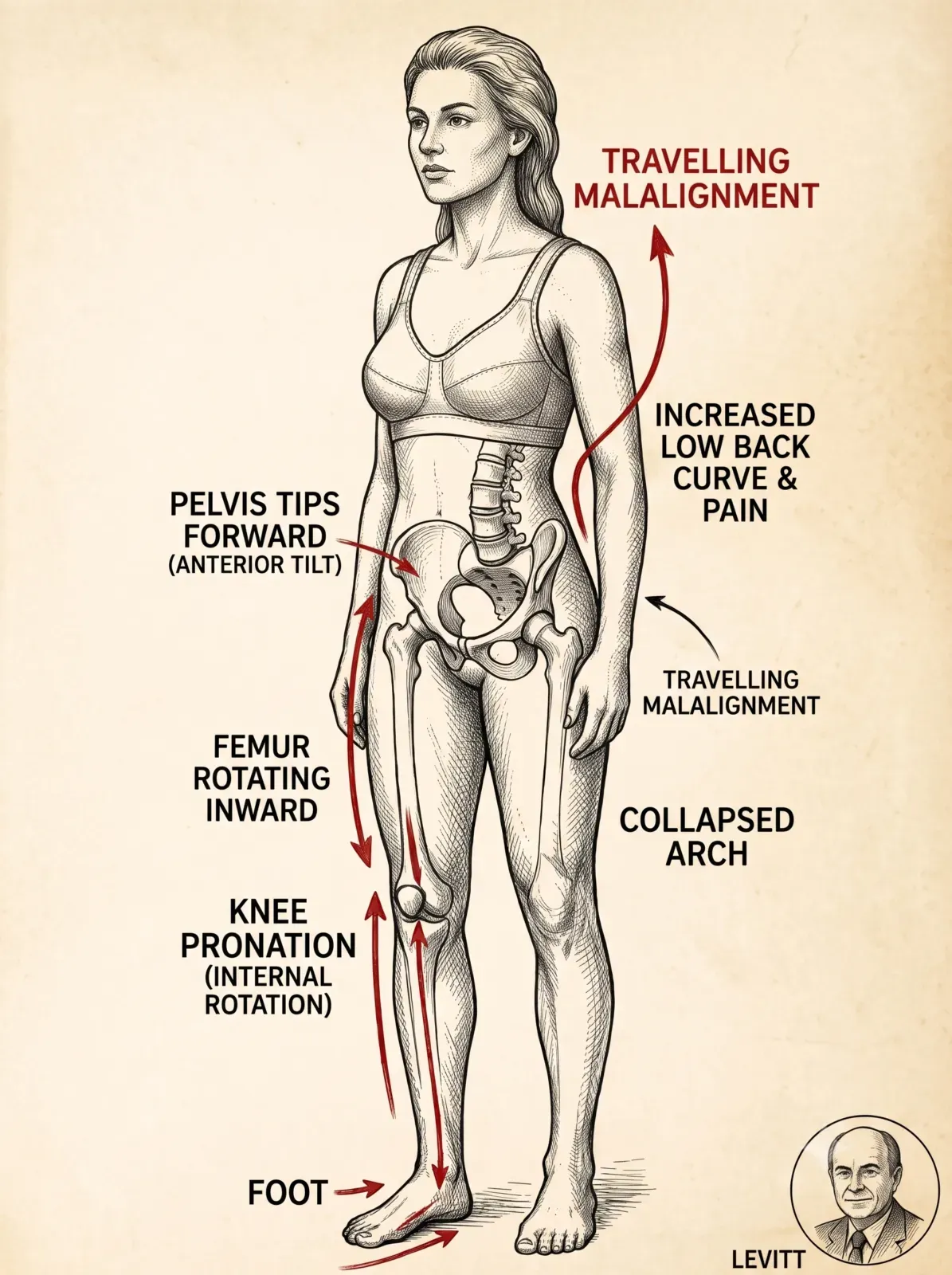 Kinetic chain from feet to body