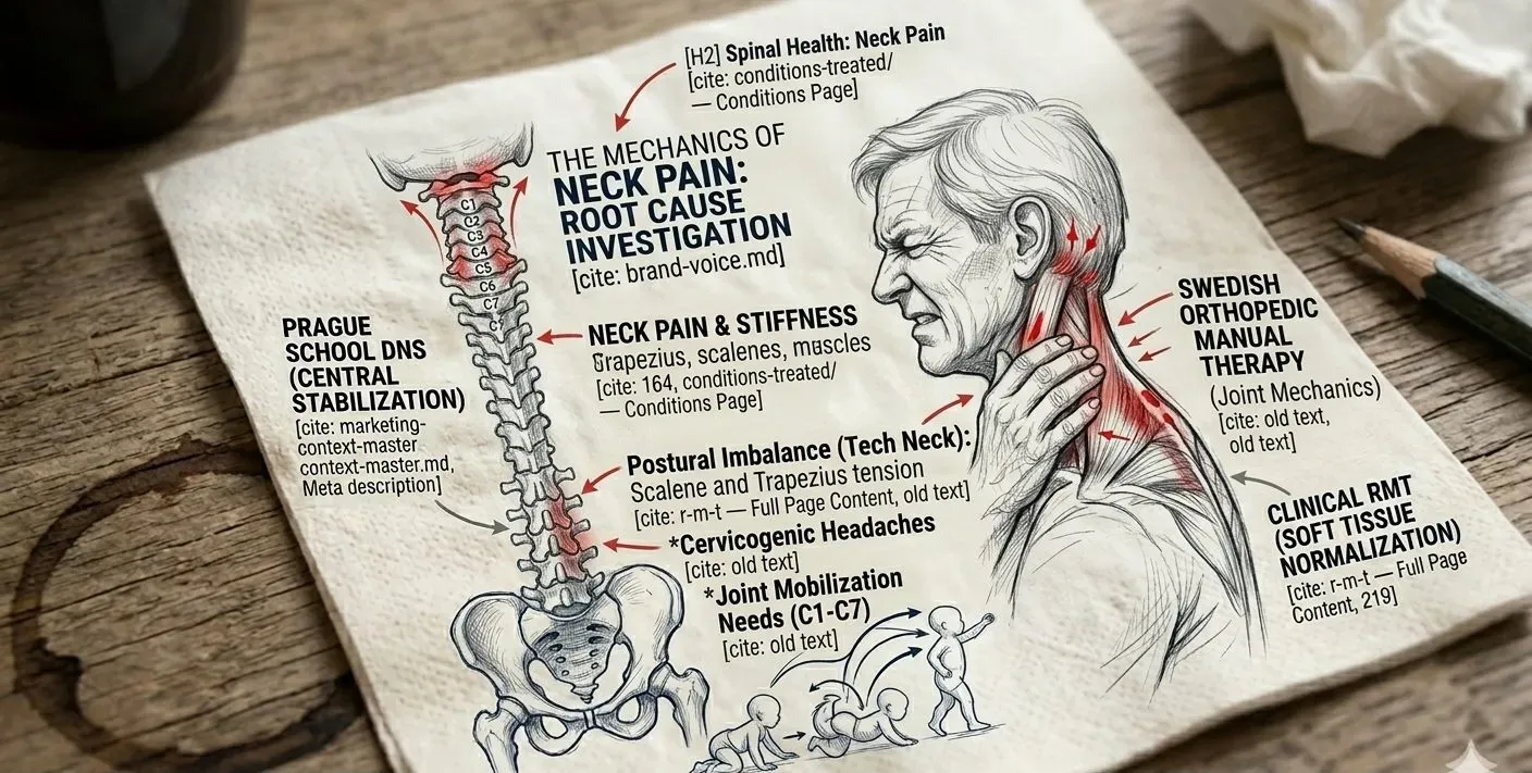 The cervical spine, supporting musculature, and the upstream patterns that drive persistent neck pain