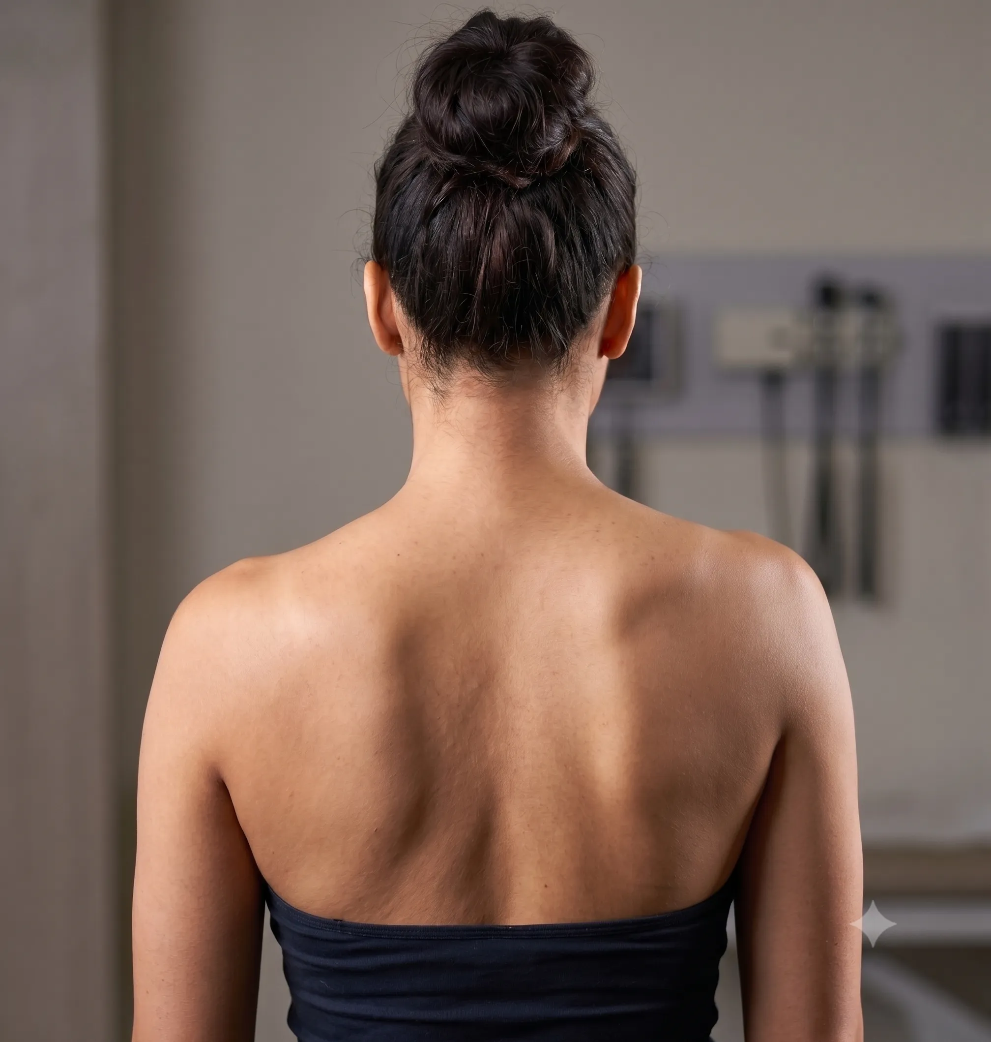 Brace and wrist exercise drawn at the elbow, with the neck and shoulder blade left untouched.